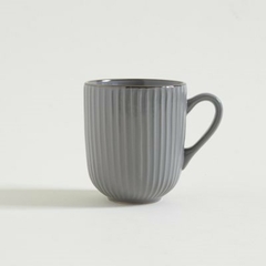 Mug Taza ceramica gris de lineas y borde Oro 10x9 dm