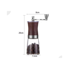 Molinillo de cafe marron con frasco vidrio 18 cm en internet