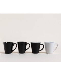 Mug Ceramica Blanco-Negro Conico 350ml