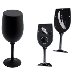 Set x 3 de vino Forma Copa Negra 23cm