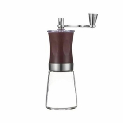 Molinillo de cafe marron con frasco vidrio 18 cm