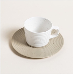 Set de Ceramica Plato y Taza Blanco y Arena 200ml