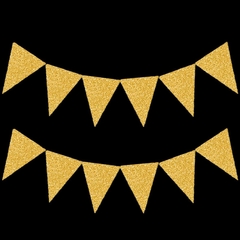 Banderín con gibre modelo triángulo color dorado