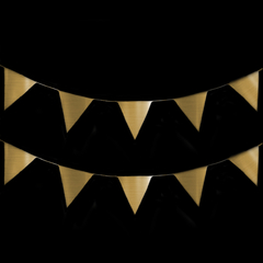 Banderín metalizado modelo triángulo color dorado