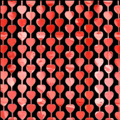 Cortina metalizada modelo corazones color rojo