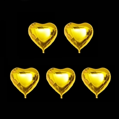Set de 5 globos metalizados 5" modelo corazón color dorado