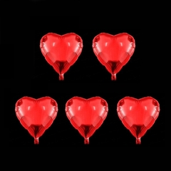 Set de 5 globos metalizados 5" modelo corazón color rojo