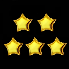 Set de 5 globos metalizados 5" modelo estrella color dorado