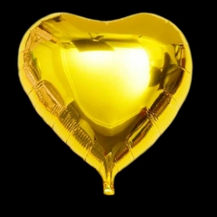 Globo metalizado 18" modelo corazón color dorado