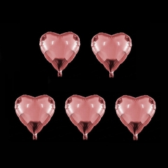 Set de 5 globos metalizados 5" modelo corazón color rosa gold