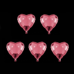 Set de 5 globos metalizados 5" modelo corazón color rosa