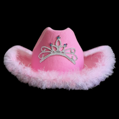 Sombrero cowboy con corona y plumas