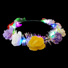 Vincha led con flores multicolor modelo hippie 1