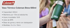 Vaso Termico Coleman Brew 600ML - Color Verde - comprar online