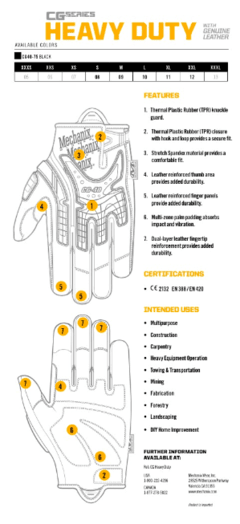 GUANTES CG40 HEAVY DUTY DE CUERO MECHANIX TAMAÑO L - AYR Tools