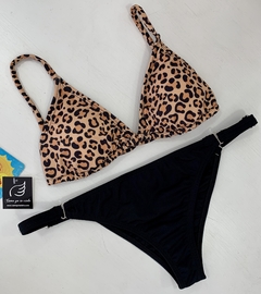 BIKINI IBIZA COMBINADA (CORPIÑO ANIMAL PRINT / BOMBI NEGRA) - comprar online