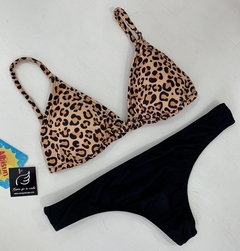 BIKINI IBIZA COMBINADA (CORPIÑO ANIMAL PRINT / BOMBI NEGRA) en internet