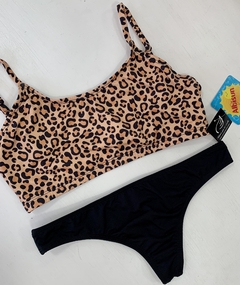 Bikini Monaco combinada (top Animal Print/ bombi Negra) - comprar online