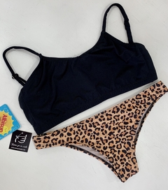 Bikini Monaco combinada (top negro/ bombi Animal print) - comprar online