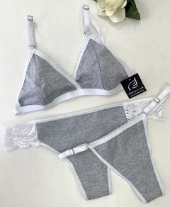 Conjunto Amelie gris melange y blanco