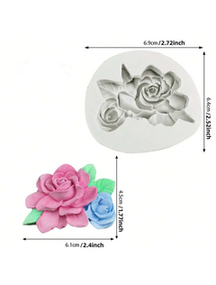 Molde Silicona Flor 2 Rosas Con Hojas Fondant Velas Jabones en internet