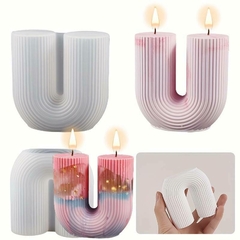 Molde Silicona Vela Rayas Forma U Velas Resina Concreto - comprar online