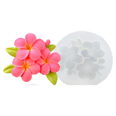 Molde Silicona Flor 3 Plumerias C/ Hojas Fondant Velas Jabon - Fun Style Design