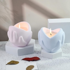 Molde Silicona Contenedor Porta Velas Manos Corazón Concreto - Fun Style Design