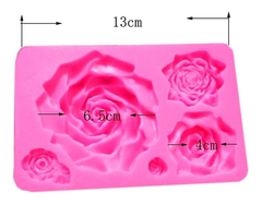 Molde Silicona 5 Rosas Flor Grande Fondant Porcelana Fria - comprar online