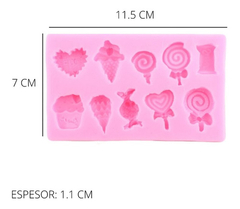 Molde Silicona Dulces Golosinas Helado Fondant Porcelana Color Rosa - comprar online