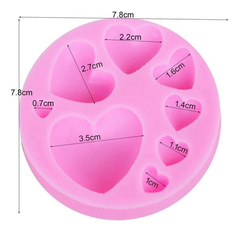 Molde Silicona Inserto Corazon X 8 Corazones 3d Fondant - comprar online