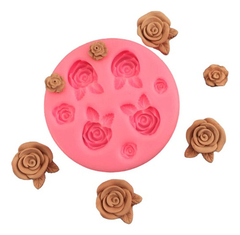 Molde Silicona 7 Rosas Con Hojas Fondant Porcelana