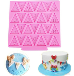 Molde Abecedario Banderines Silicona Fondant Porcelana Fria