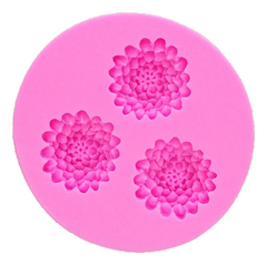 Molde Silicona 3 Crisantemos Suculentas Fondant Porcelana Color Rosa - comprar online