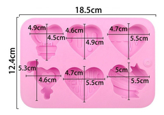 Molde Silicona 6 Corazones San Valentin Chocolate Jabon - comprar online