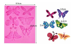 Molde Silicona 6 Mariposas Fondant Porcelana Fria Color Rosa - comprar online