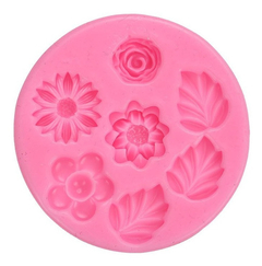 Molde Silicona 4 Flores 3 Hojas Fondant Porcelana Fria - comprar online