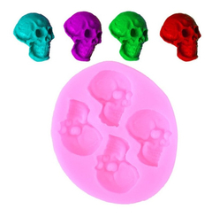 Molde Silicona 4 Calaveras Esqueleto Fondant Porcelana Fria