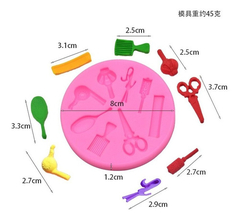Molde Silicona Peluqueria Tijera Secador Fondant Porcelana en internet