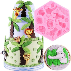 Molde Silicona Animales De La Selva Jungla Zoo Fondant