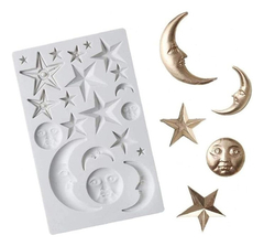 Molde Silicona Fases De La Luna Estrellas Fondant Porcelana