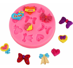 Molde Silicona Moños Corazones Dulces Fondant Porcelana - tienda online