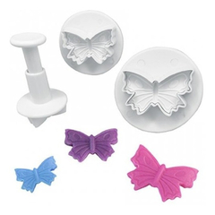 Set 3 De Cortantes Expulsor Mariposa Mediana Cookie Fondant - comprar online