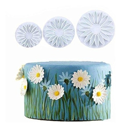 Set 3 Cortantes Expulsor Flores Margaritas Cookie Fondant - comprar online