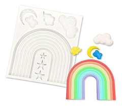 Molde Arco Iris Nubes Y Luna Resina Vela Fondant en internet