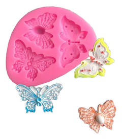 Molde Silicona 3 Mariposas Fondant Porcelana Fria Yeso