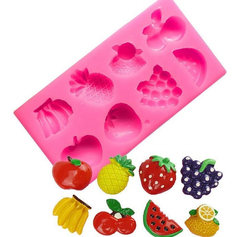 Molde Silicona 8 Frutas Fondant Porcelana Fria