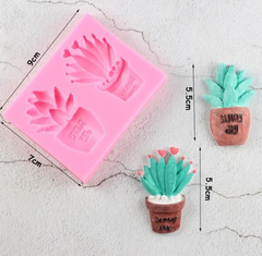 Molde Silicona 2 Cactus En Maceta Grande Fondant Porcelana - comprar online