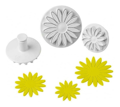 Set 3 Cortantes Expulsor Flores Margaritas Cookie Fondant