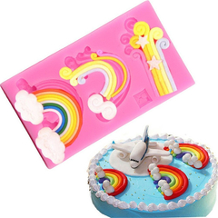 Molde Silicona Nube Arco Iris Grande Fondant Porcelana Fria